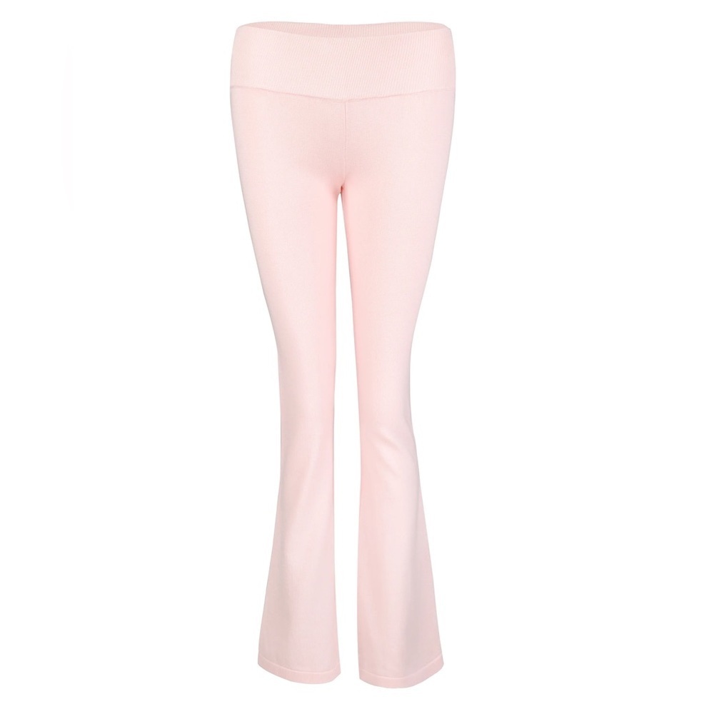 My mum made it Light Pink y2k trendy fold over knit Flared Pants size xs